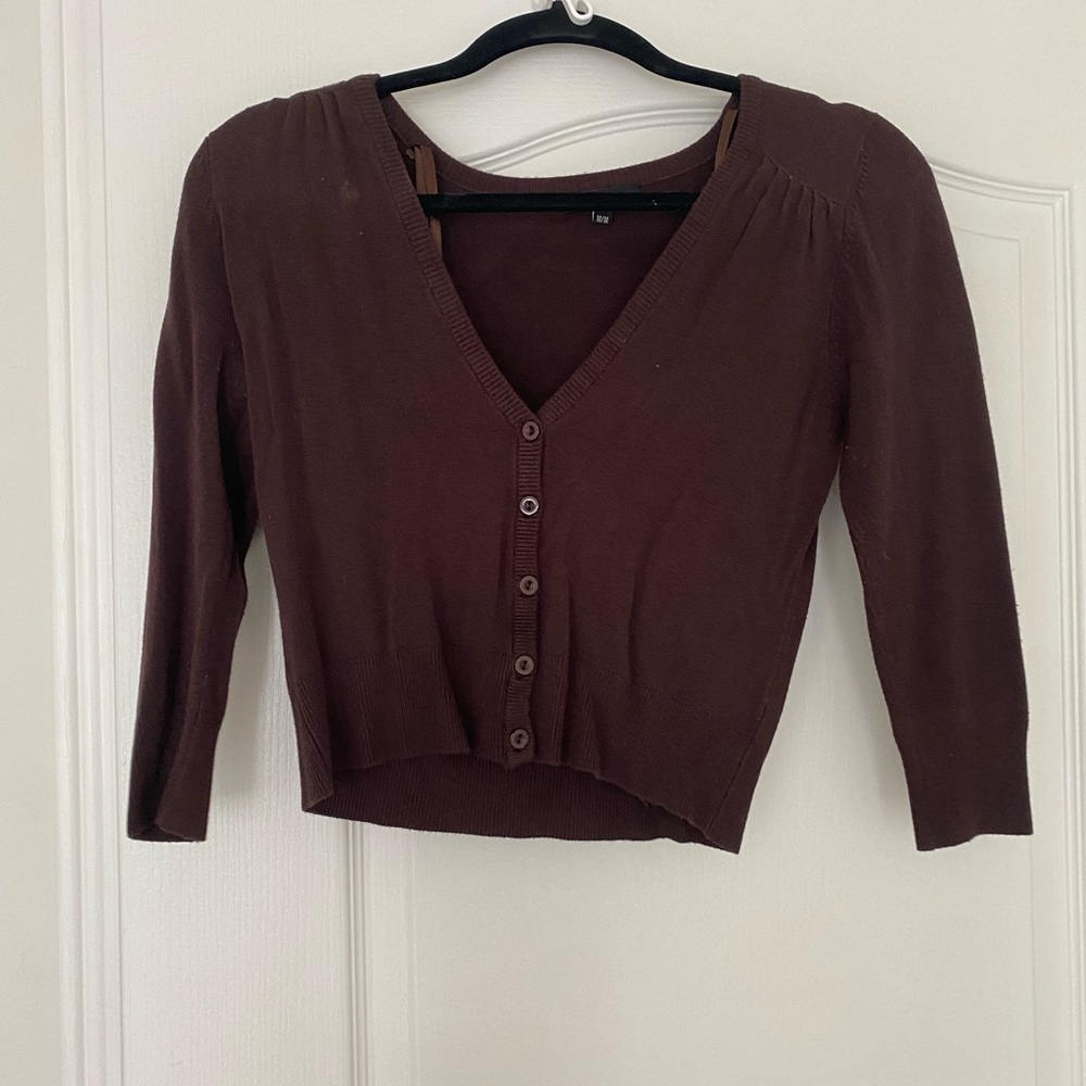 Cropped Urban Behaviour Cardigan, Brown